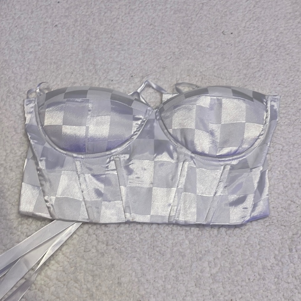 white checkerboard tube top